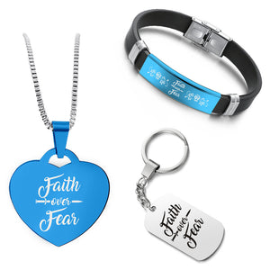 Faith Over Fear ❤️ Customized Bundle! Necklace + Bracelet + Keychain ❤️