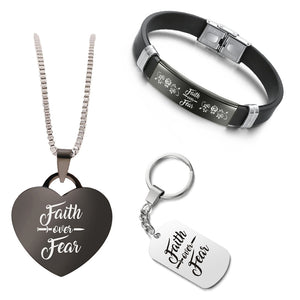 Faith Over Fear ❤️ Customized Bundle! Necklace + Bracelet + Keychain ❤️