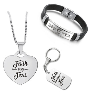 Faith Over Fear ❤️ Customized Bundle! Necklace + Bracelet + Keychain ❤️