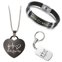 Load image into Gallery viewer, Faith Hope Love ❤️ Customized Bundle! Necklace + Bracelet + Keychain ❤️
