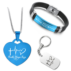 Faith Hope Love ❤️ Customized Bundle! Necklace + Bracelet + Keychain ❤️