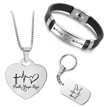 Load image into Gallery viewer, Faith Hope Love ❤️ Customized Bundle! Necklace + Bracelet + Keychain ❤️
