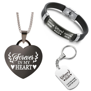 Forever In My Heart ❤️ Customized Bundle! Necklace + Bracelet + Keychain ❤️