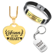 Load image into Gallery viewer, Forever In My Heart ❤️ Customized Bundle! Necklace + Bracelet + Keychain ❤️
