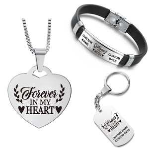 Forever In My Heart ❤️ Customized Bundle! Necklace + Bracelet + Keychain ❤️