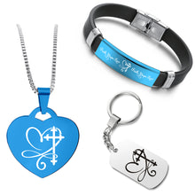 Load image into Gallery viewer, Heartcross ❤️ Customized Bundle! Necklace + Bracelet + Keychain ❤️
