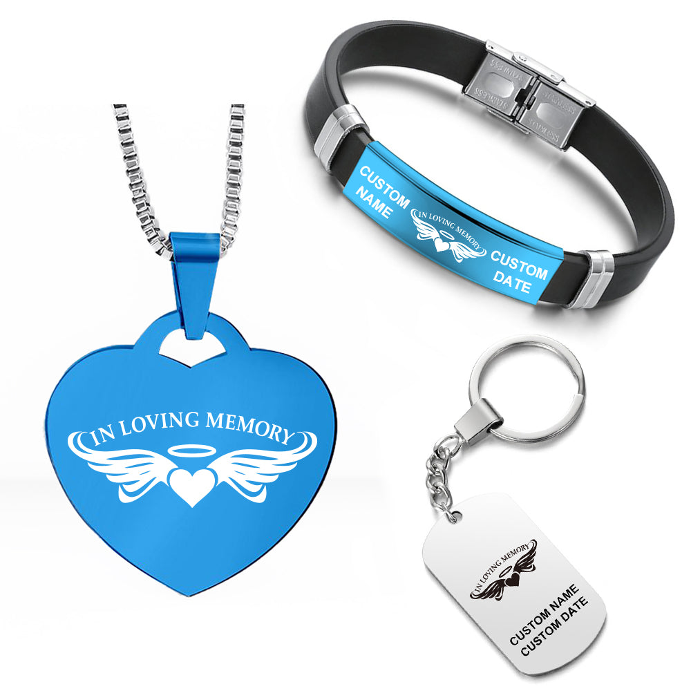 In Loving Memory ❤️ Customized Bundle! Necklace + Bracelet + Keychain ❤️