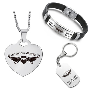 In Loving Memory ❤️ Customized Bundle! Necklace + Bracelet + Keychain ❤️