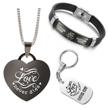 Load image into Gallery viewer, Love Never Dies ❤️ Customized Bundle! Necklace + Bracelet + Keychain ❤️
