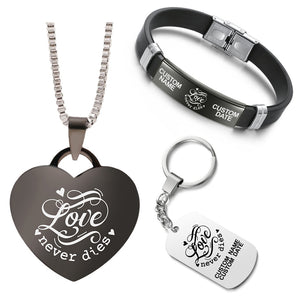 Love Never Dies ❤️ Customized Bundle! Necklace + Bracelet + Keychain ❤️