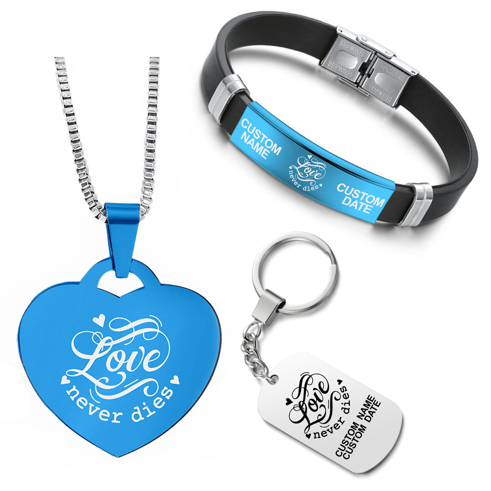 Love Never Dies ❤️ Customized Bundle! Necklace + Bracelet + Keychain ❤️