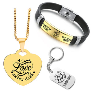 Love Never Dies ❤️ Customized Bundle! Necklace + Bracelet + Keychain ❤️