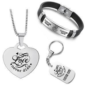 Love Never Dies ❤️ Customized Bundle! Necklace + Bracelet + Keychain ❤️