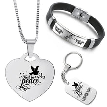 Load image into Gallery viewer, Rest In Peace ❤️ Customized Bundle! Necklace + Bracelet + Keychain ❤️
